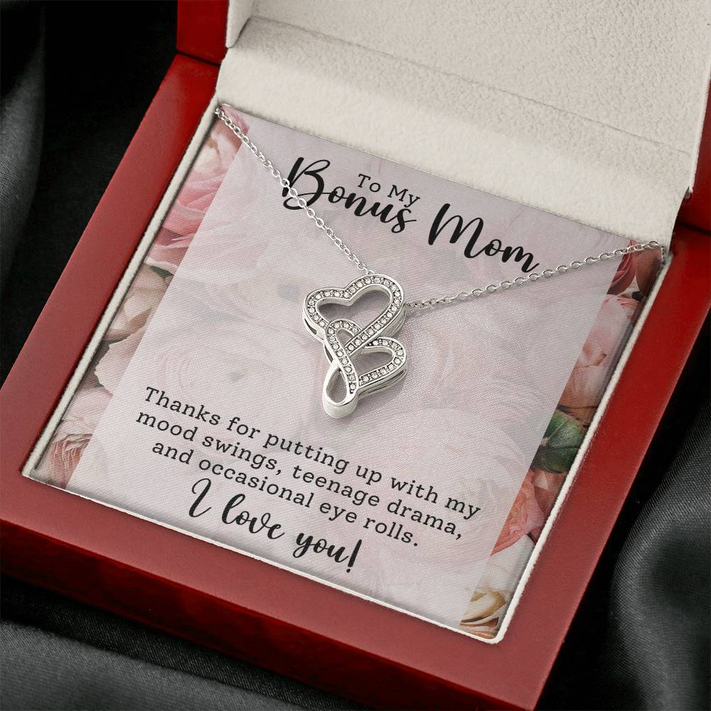 Bonus Mom Heart to Heart Necklace Gift-[Heartfelt Family Gift]
