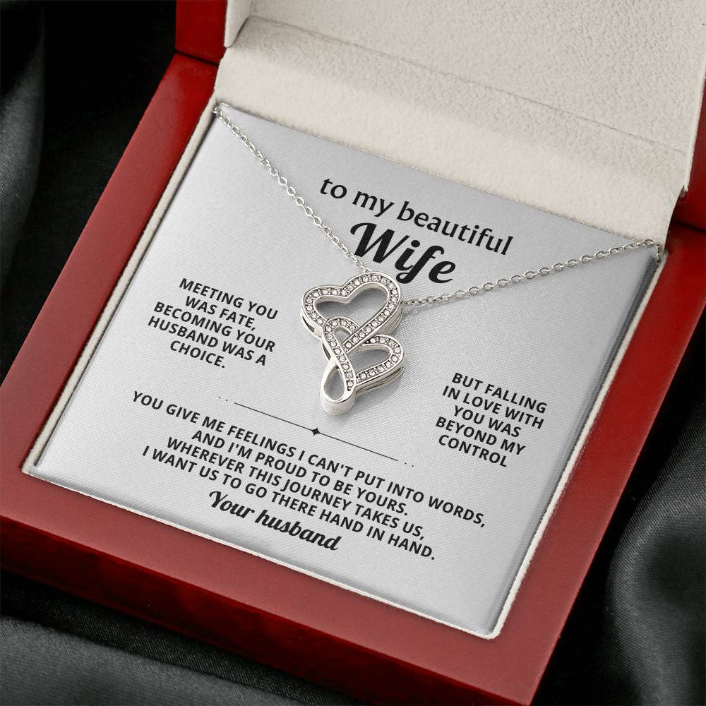 To My Beautiful Wife Heart to Heart Necklace Gift