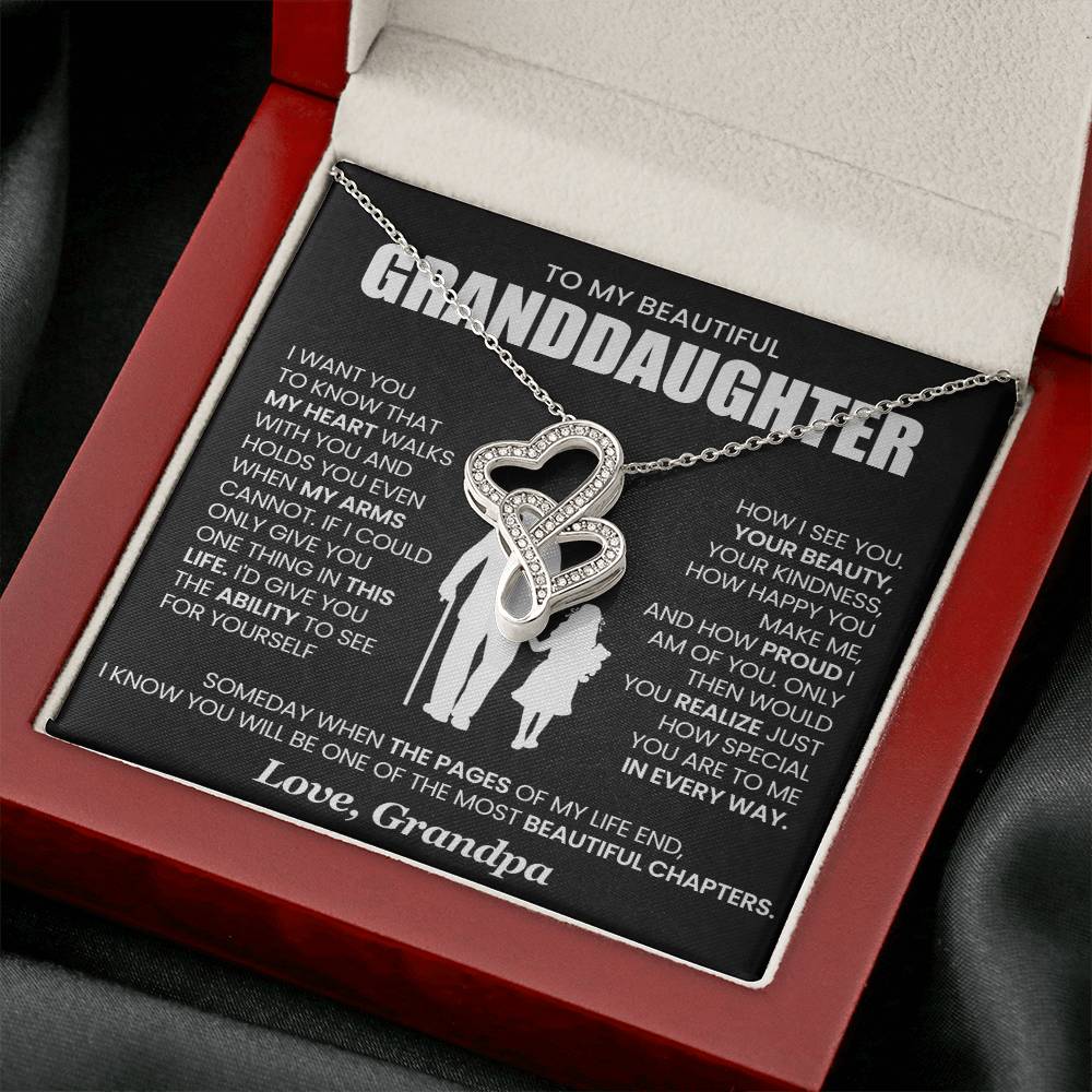 Granddaughter Heart to Heart Necklace from Grandpa-[Heartfelt Family Gift]