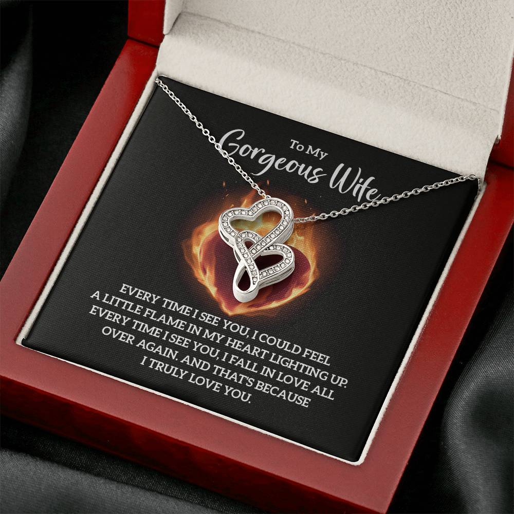 To My Gorgeous Wife - e heart to heart necklace-[Heartfelt Family Gift]