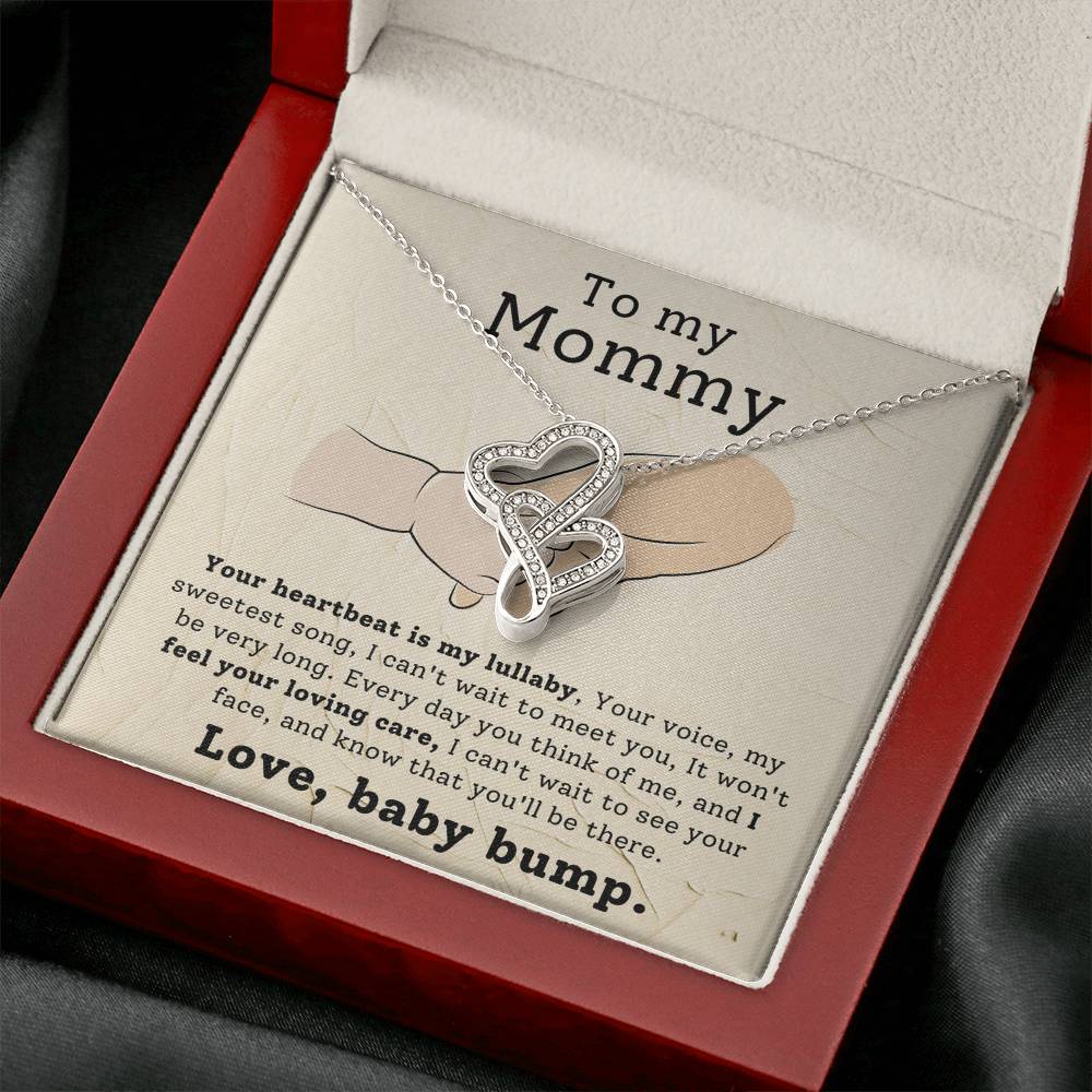 To My Mommy from Baby Bump Heart to Heart Necklace Gift-[Heartfelt Family Gift]