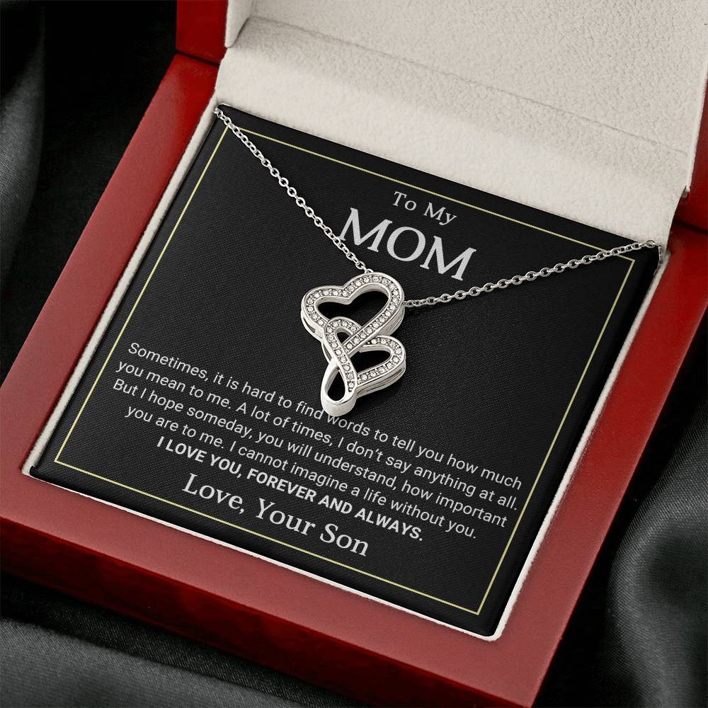 To My Mom Heart to Heart Necklace Gift