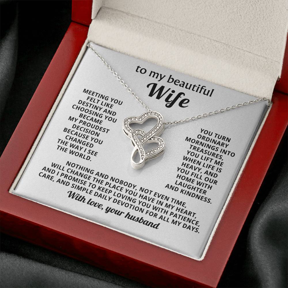 Beautiful Wife Heart to Heart Necklace Gift
