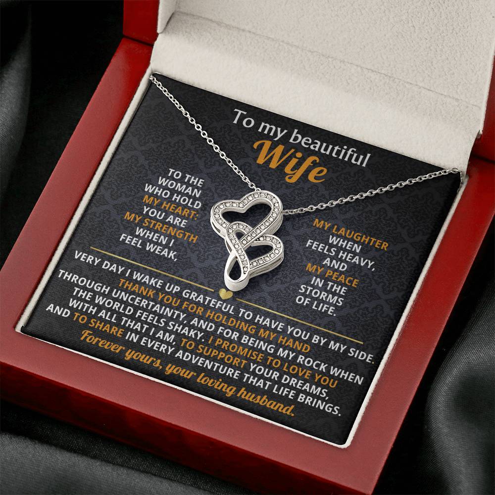 To My Wife Heart to Heart Necklace Gift
