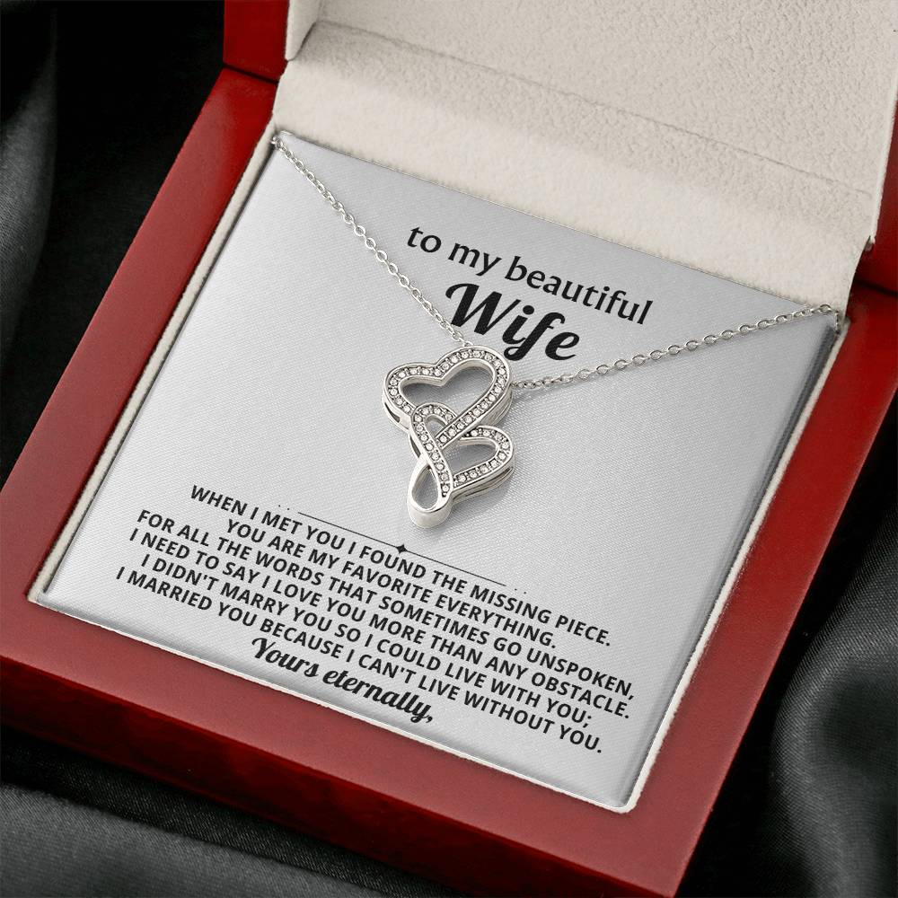 To My Beautiful Wife Heart to Heart Necklace Gift