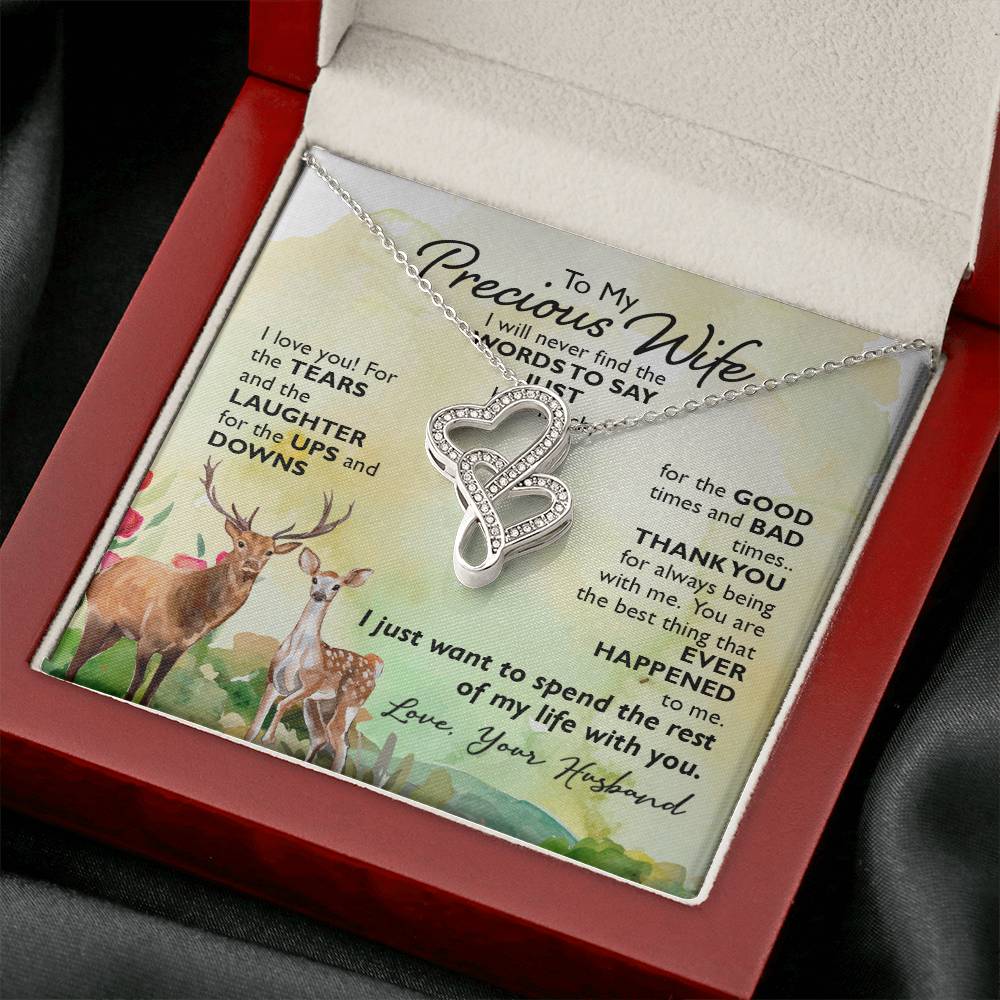 To My Precious Wife-e heart to heart necklace-[Heartfelt Family Gift]