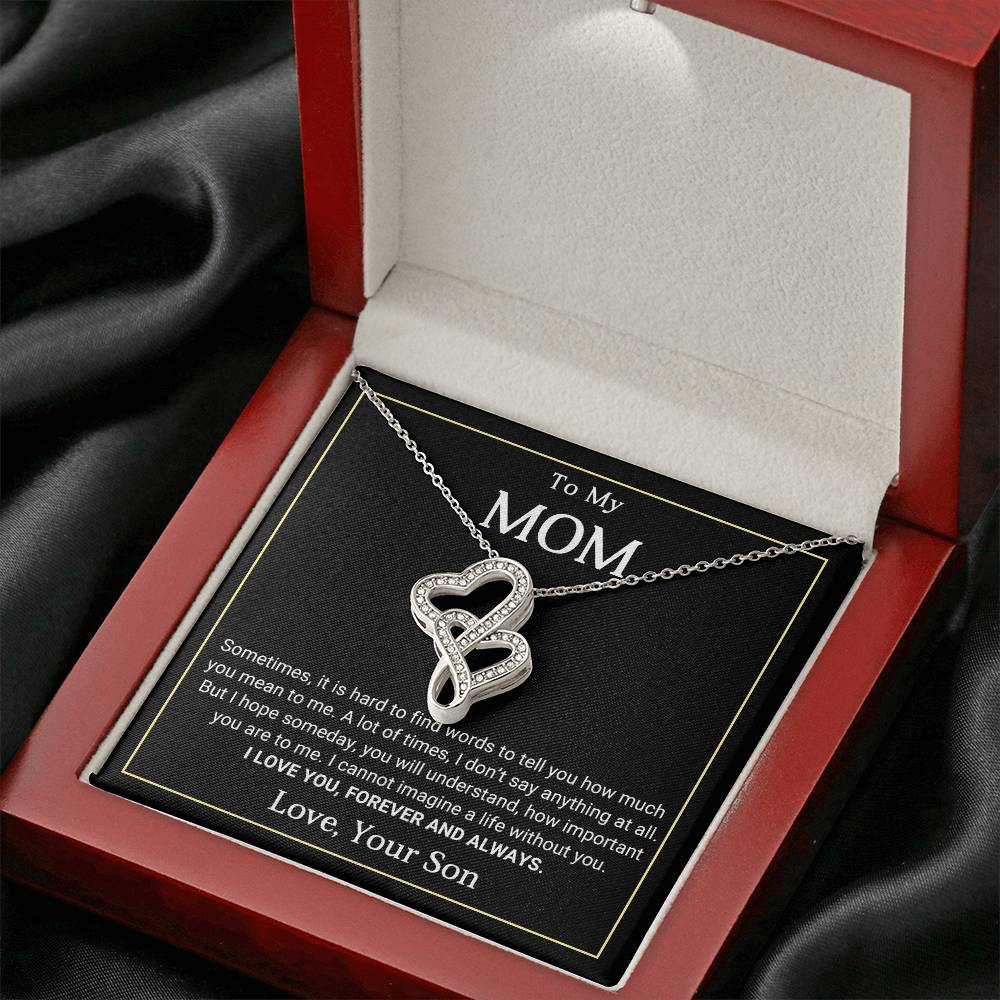 To My Mom Heart to Heart Necklace Gift