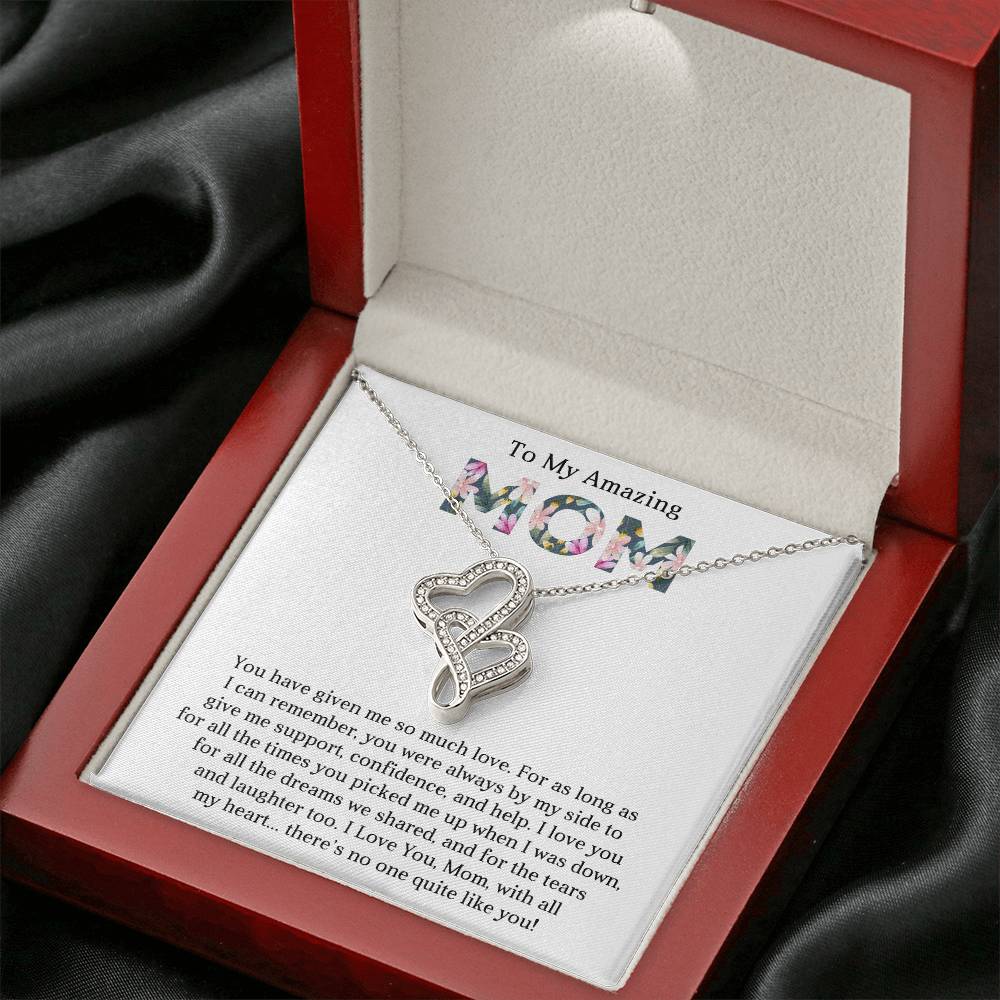 To My Amazing Mom Heart to Heart Necklace Gift