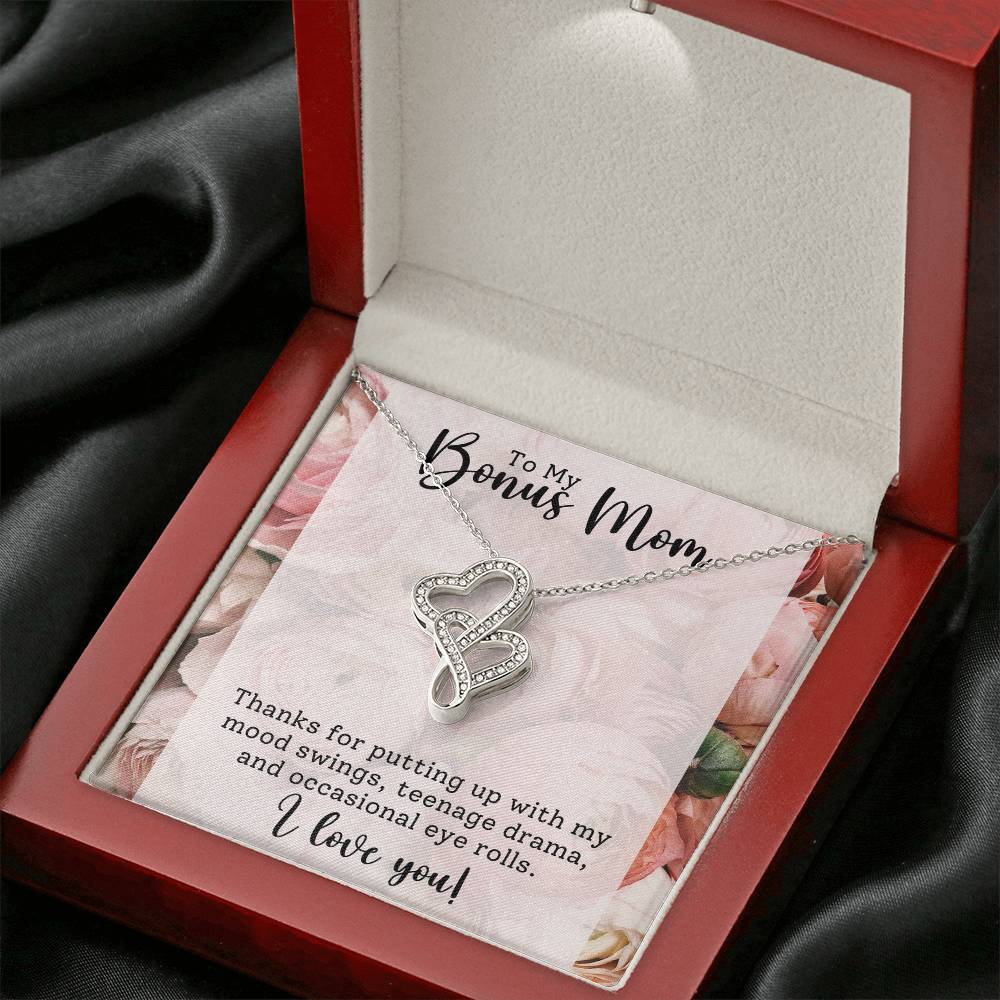 Bonus Mom Heart to Heart Necklace Gift-[Heartfelt Family Gift]