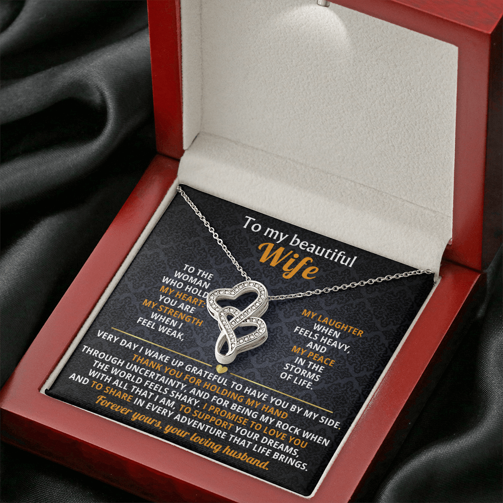 To My Wife Heart to Heart Necklace Gift