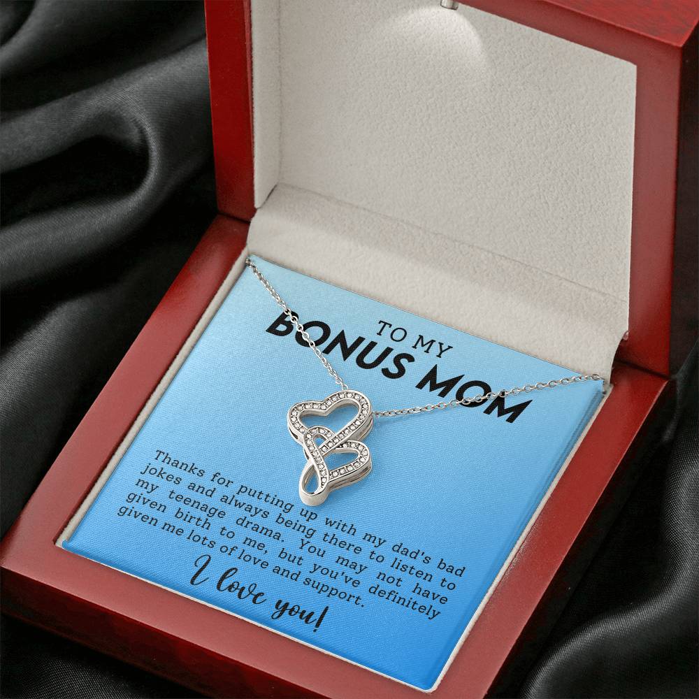 Bonus Mom Heart to Heart Necklace Gift-[Heartfelt Family Gift]
