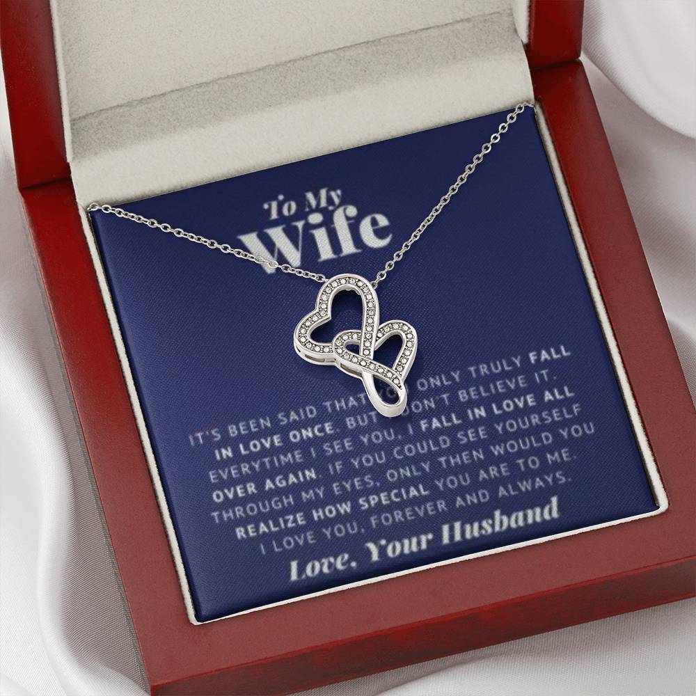 Wife Heart to Heart Necklace Gift-[Heartfelt Family Gift]
