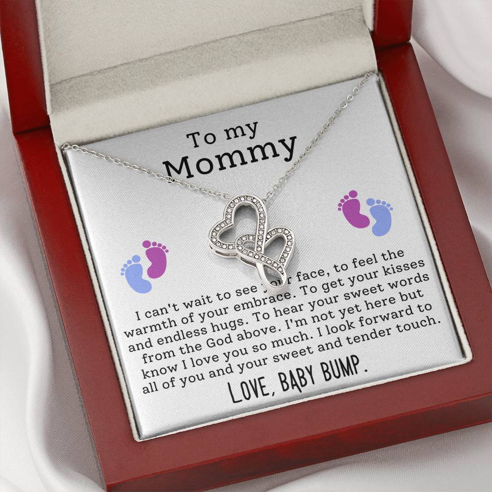 To My Mommy from Baby Bump Heart to Heart Necklace-[Heartfelt Family Gift]
