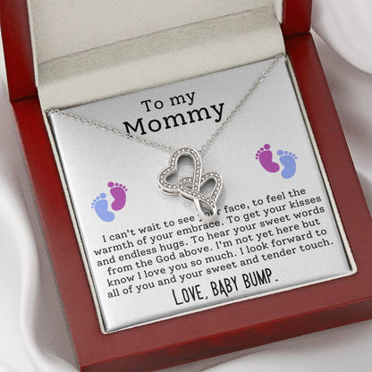 To My Mommy from Baby Bump Heart to Heart Necklace-[Heartfelt Family Gift]