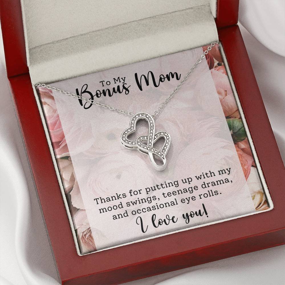 Bonus Mom Heart to Heart Necklace Gift-[Heartfelt Family Gift]