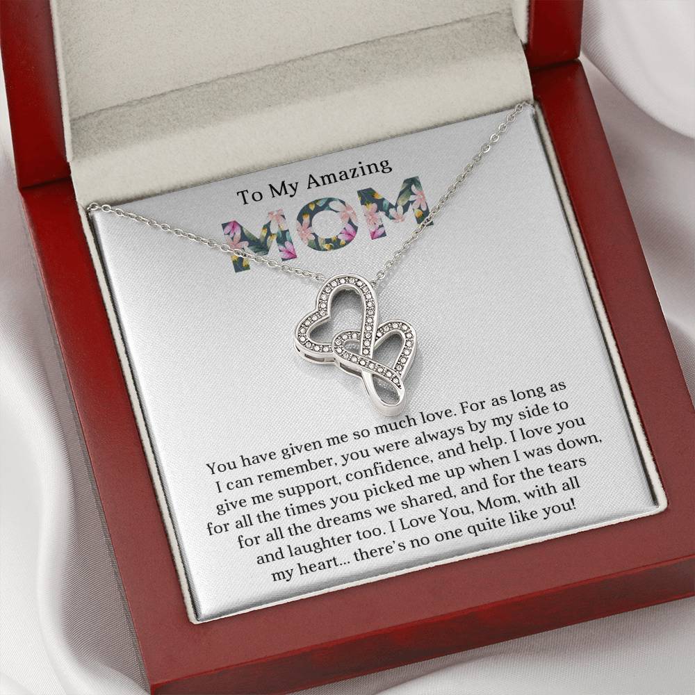 To My Amazing Mom Heart to Heart Necklace Gift