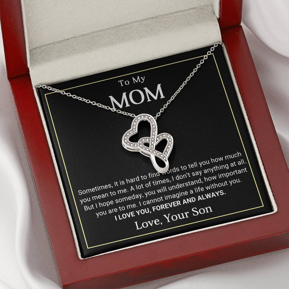 To My Mom Heart to Heart Necklace Gift