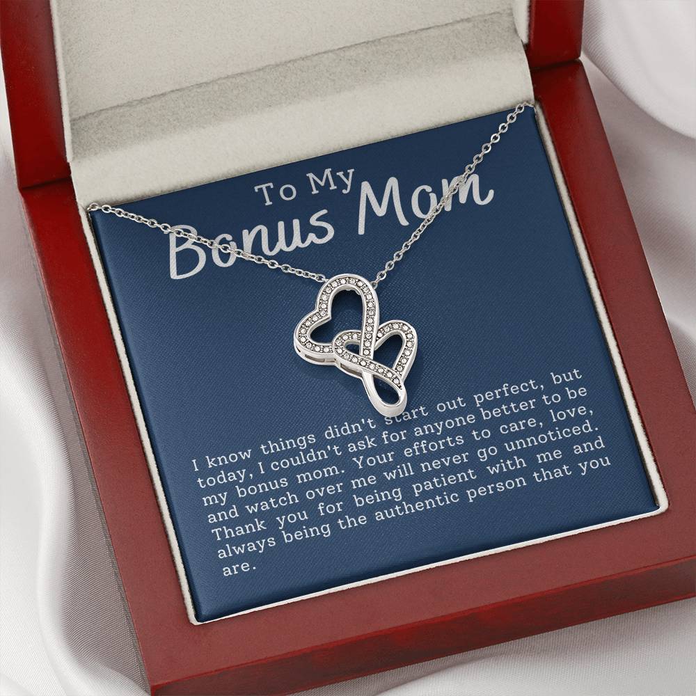 Bonus Mom Heart to Heart Necklace Gift-[Heartfelt Family Gift]