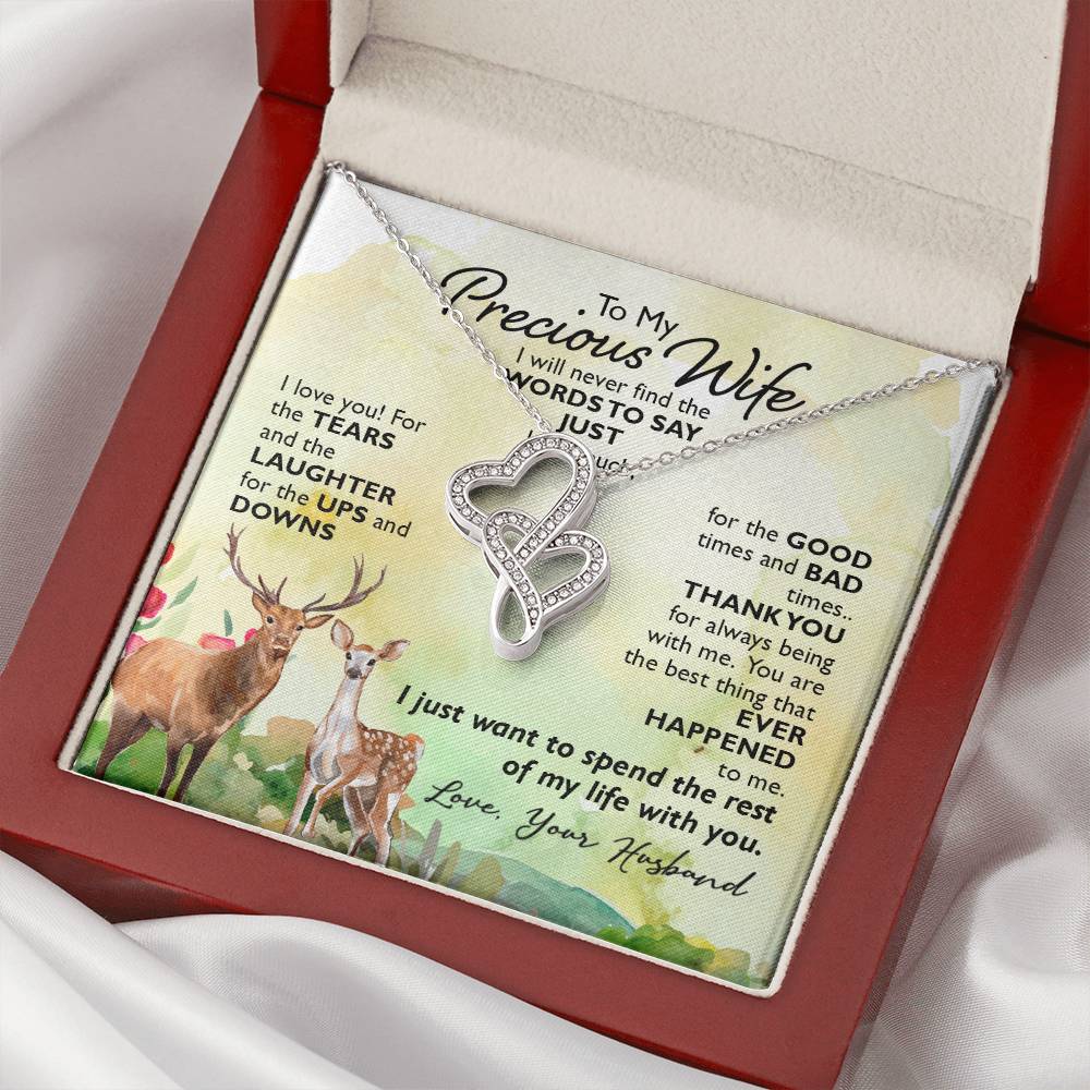 To My Precious Wife-e heart to heart necklace-[Heartfelt Family Gift]