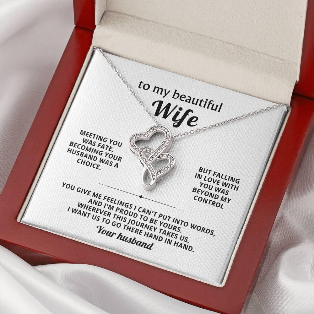 To My Beautiful Wife Heart to Heart Necklace Gift