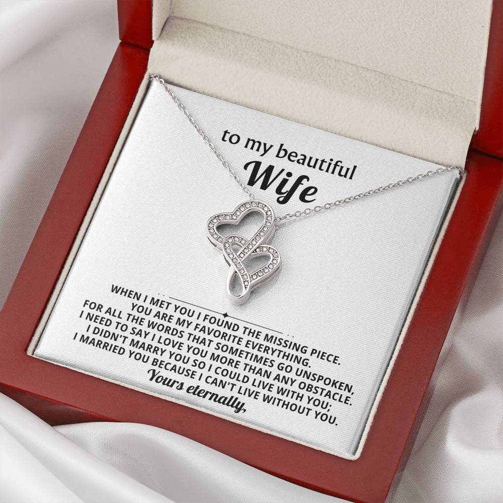 To My Beautiful Wife Heart to Heart Necklace Gift