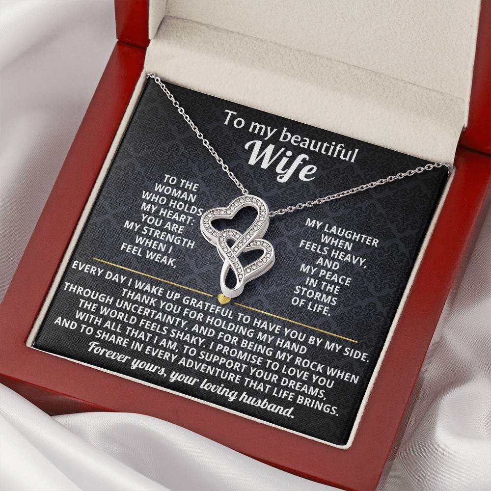 To My Beautiful Wife Heart to Heart Necklace Gift