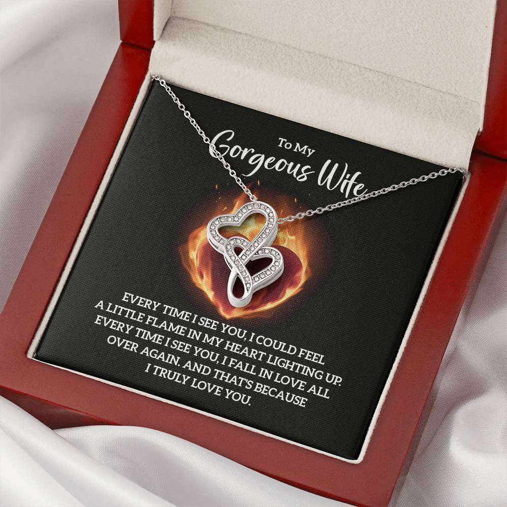 To My Gorgeous Wife - e heart to heart necklace-[Heartfelt Family Gift]