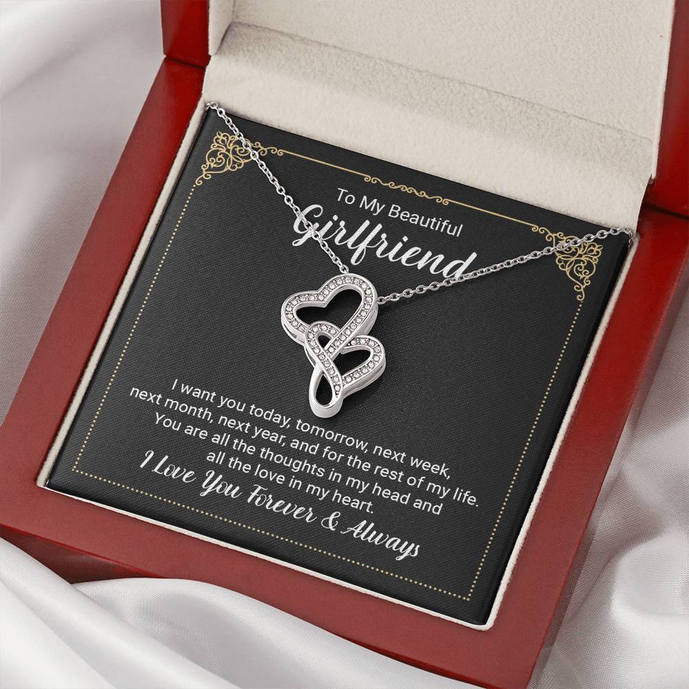 Girlfriend Double Heart Necklace Gift-[Heartfelt Family Gift]