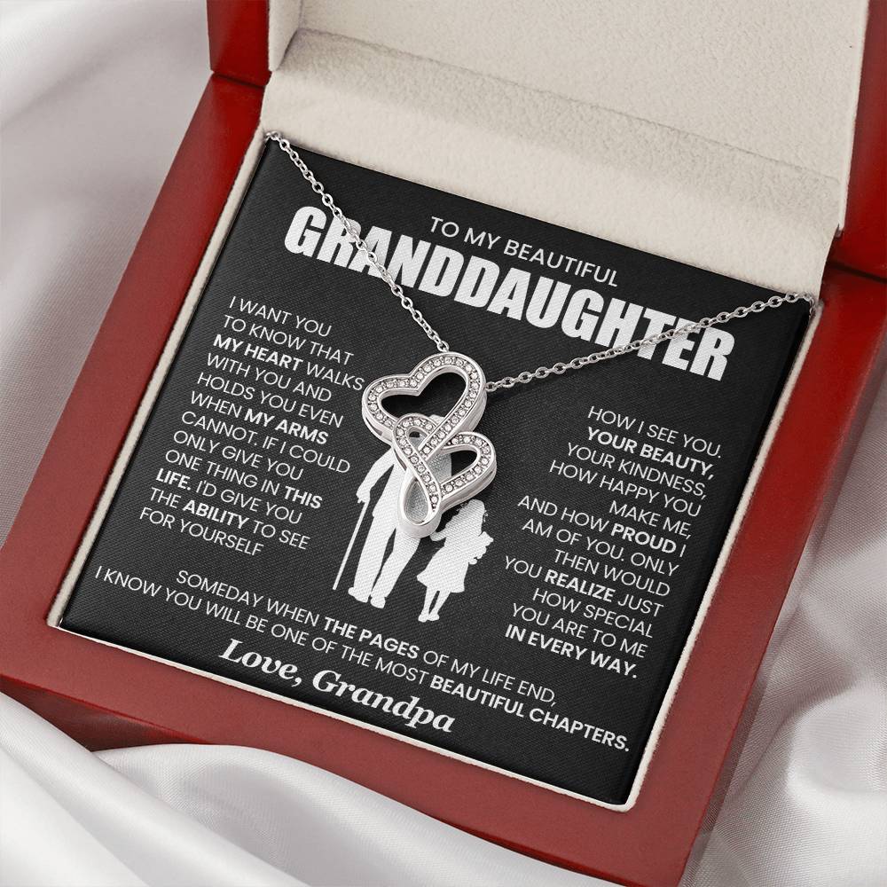 Granddaughter Heart to Heart Necklace from Grandpa-[Heartfelt Family Gift]