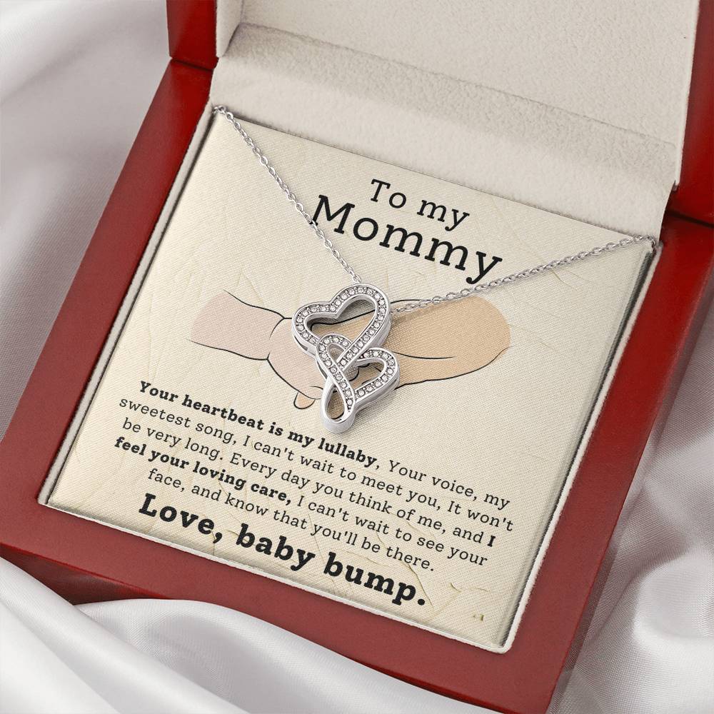To My Mommy from Baby Bump Heart to Heart Necklace Gift-[Heartfelt Family Gift]