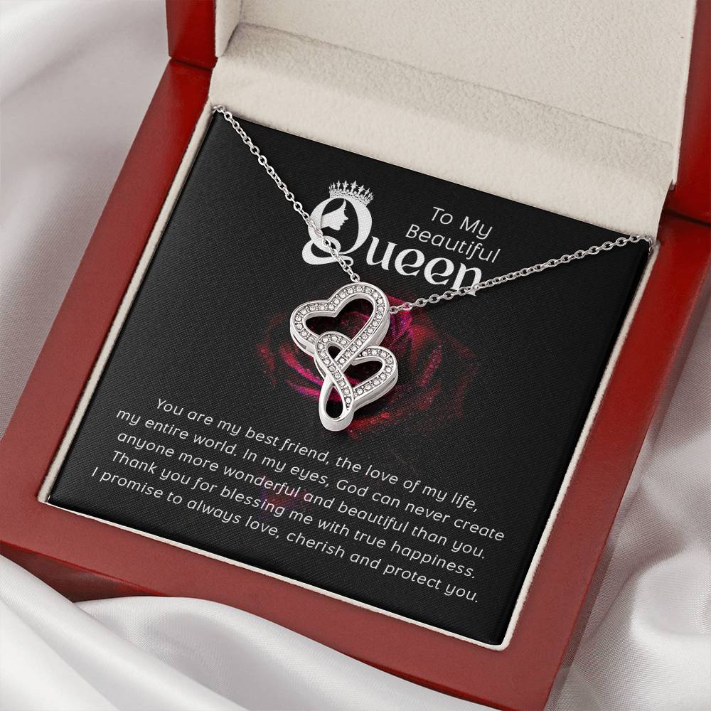 To my beautiful queene heart to heart necklace-[Heartfelt Family Gift]
