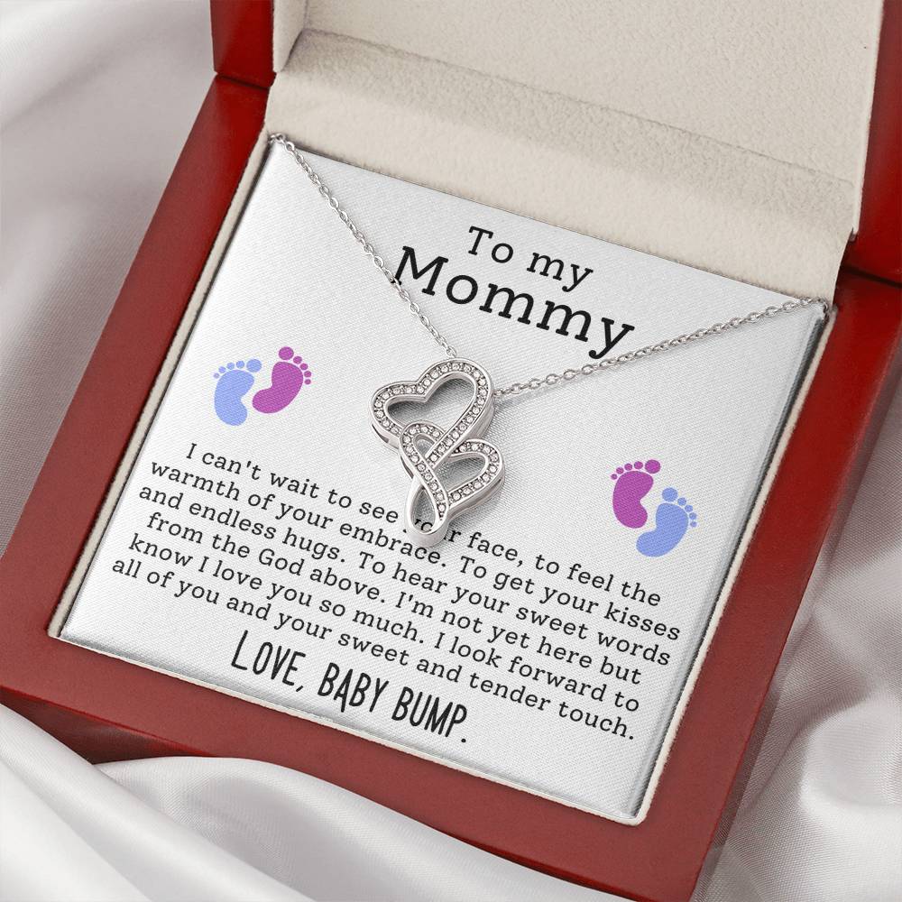 To My Mommy from Baby Bump Heart to Heart Necklace-[Heartfelt Family Gift]