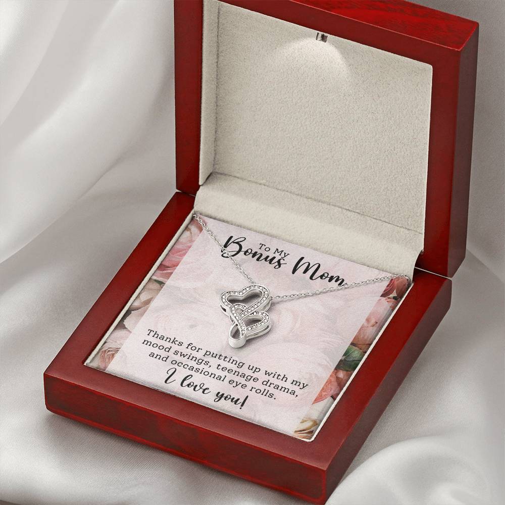 Bonus Mom Heart to Heart Necklace Gift-[Heartfelt Family Gift]