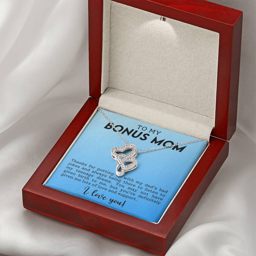 Bonus Mom Heart to Heart Necklace Gift-[Heartfelt Family Gift]