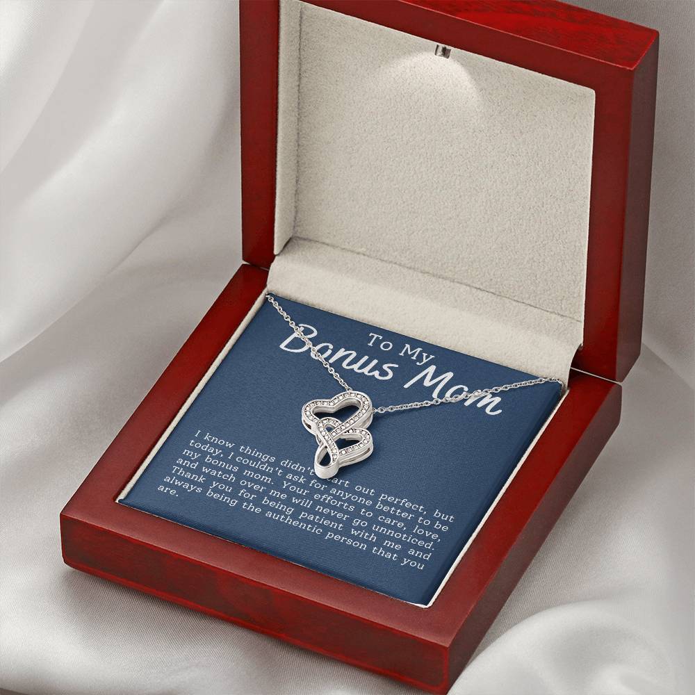 Bonus Mom Heart to Heart Necklace Gift-[Heartfelt Family Gift]