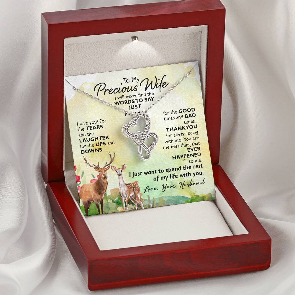 To My Precious Wife-e heart to heart necklace-[Heartfelt Family Gift]