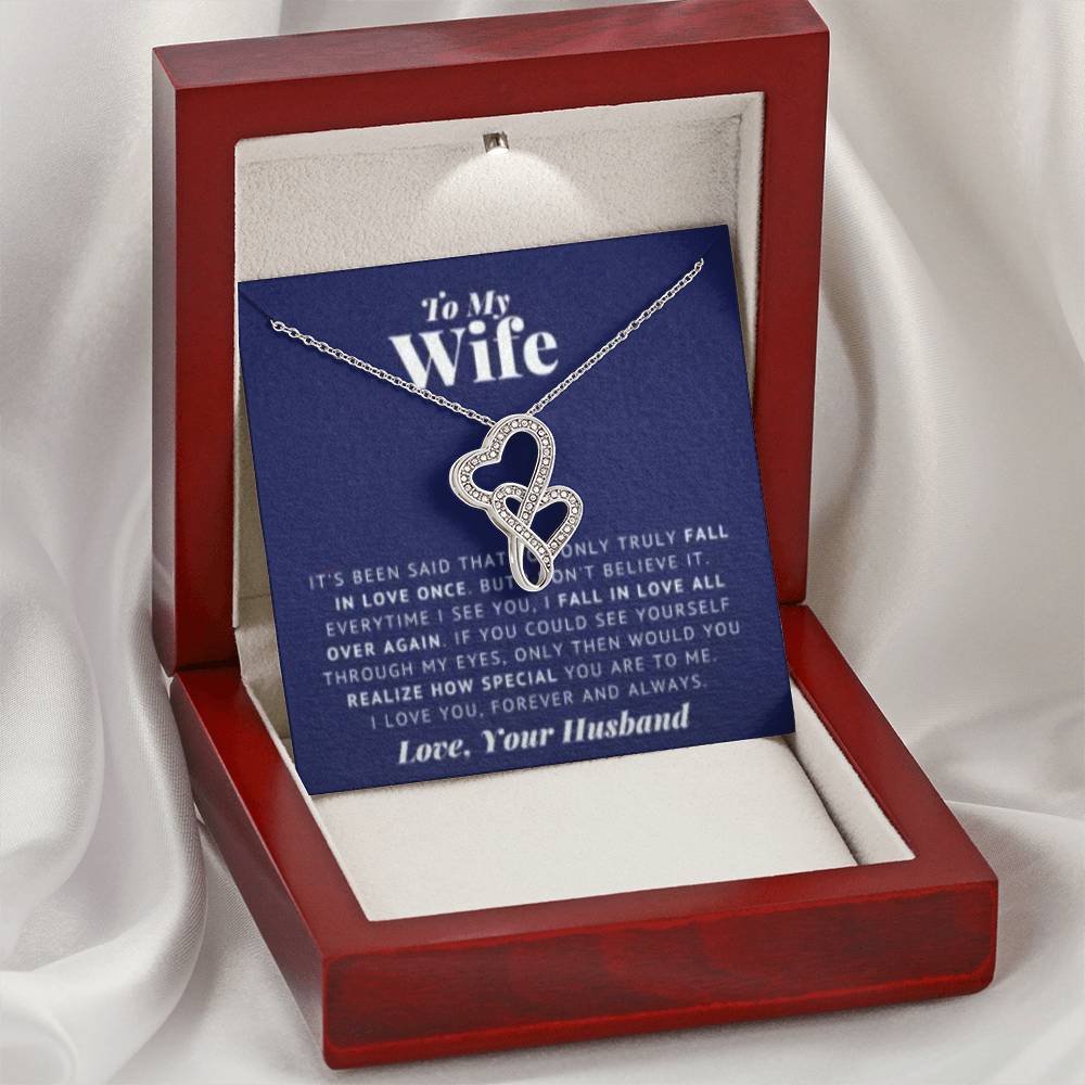 Wife Heart to Heart Necklace Gift-[Heartfelt Family Gift]