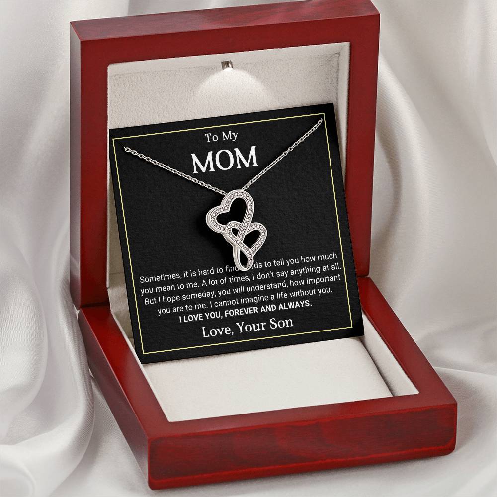 To My Mom Heart to Heart Necklace Gift