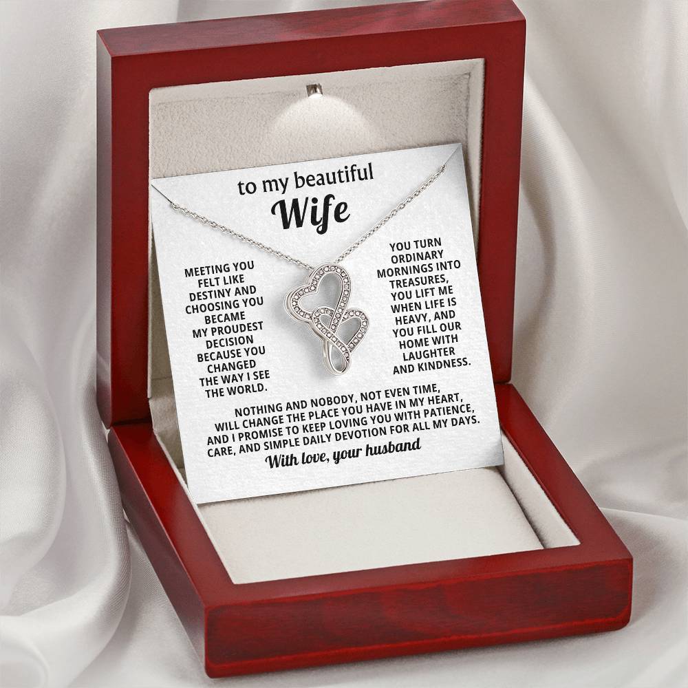 Beautiful Wife Heart to Heart Necklace Gift