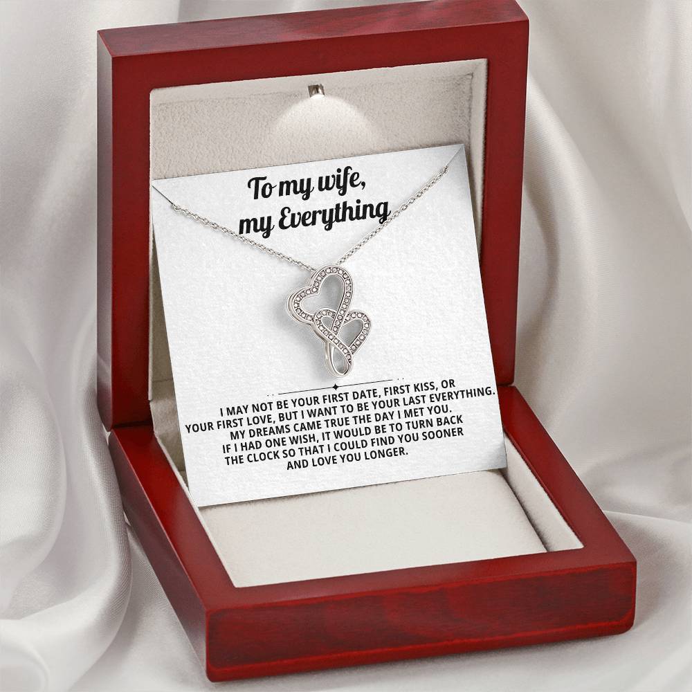 To My Beautiful Wife Heart to Heart Necklace Gift