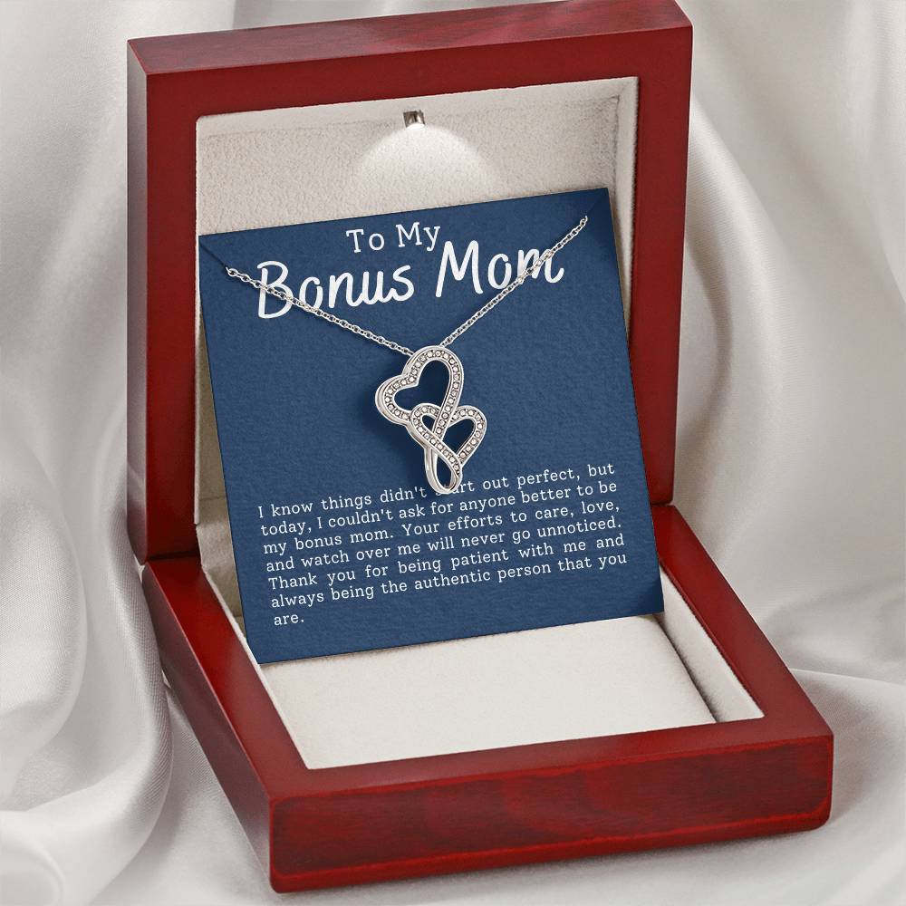 Bonus Mom Heart to Heart Necklace Gift-[Heartfelt Family Gift]