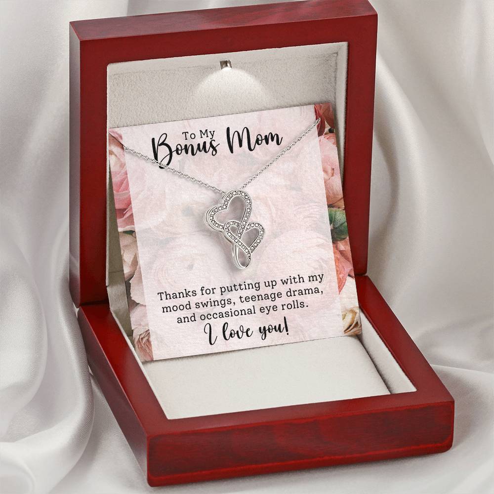 Bonus Mom Heart to Heart Necklace Gift-[Heartfelt Family Gift]