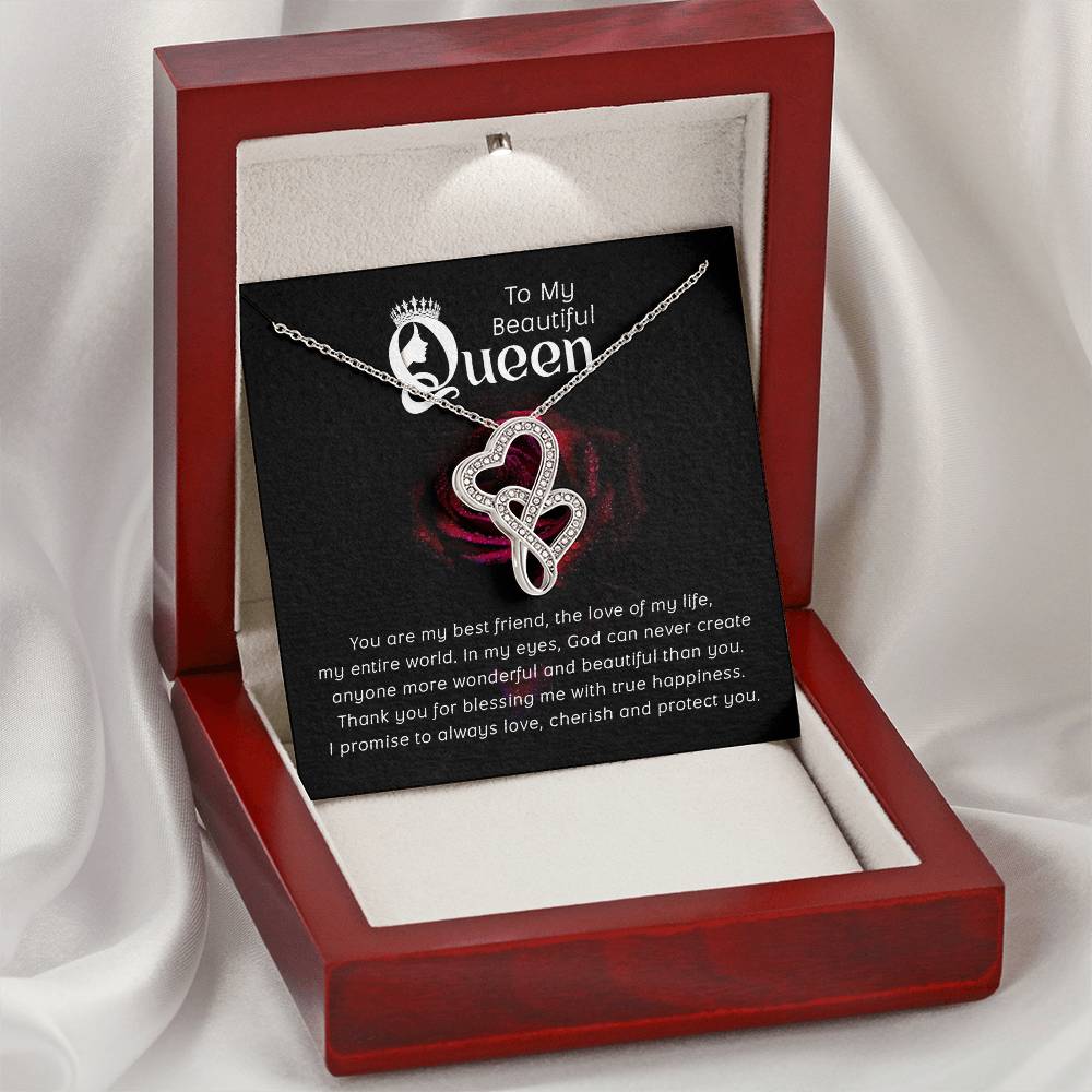 To my beautiful queene heart to heart necklace-[Heartfelt Family Gift]