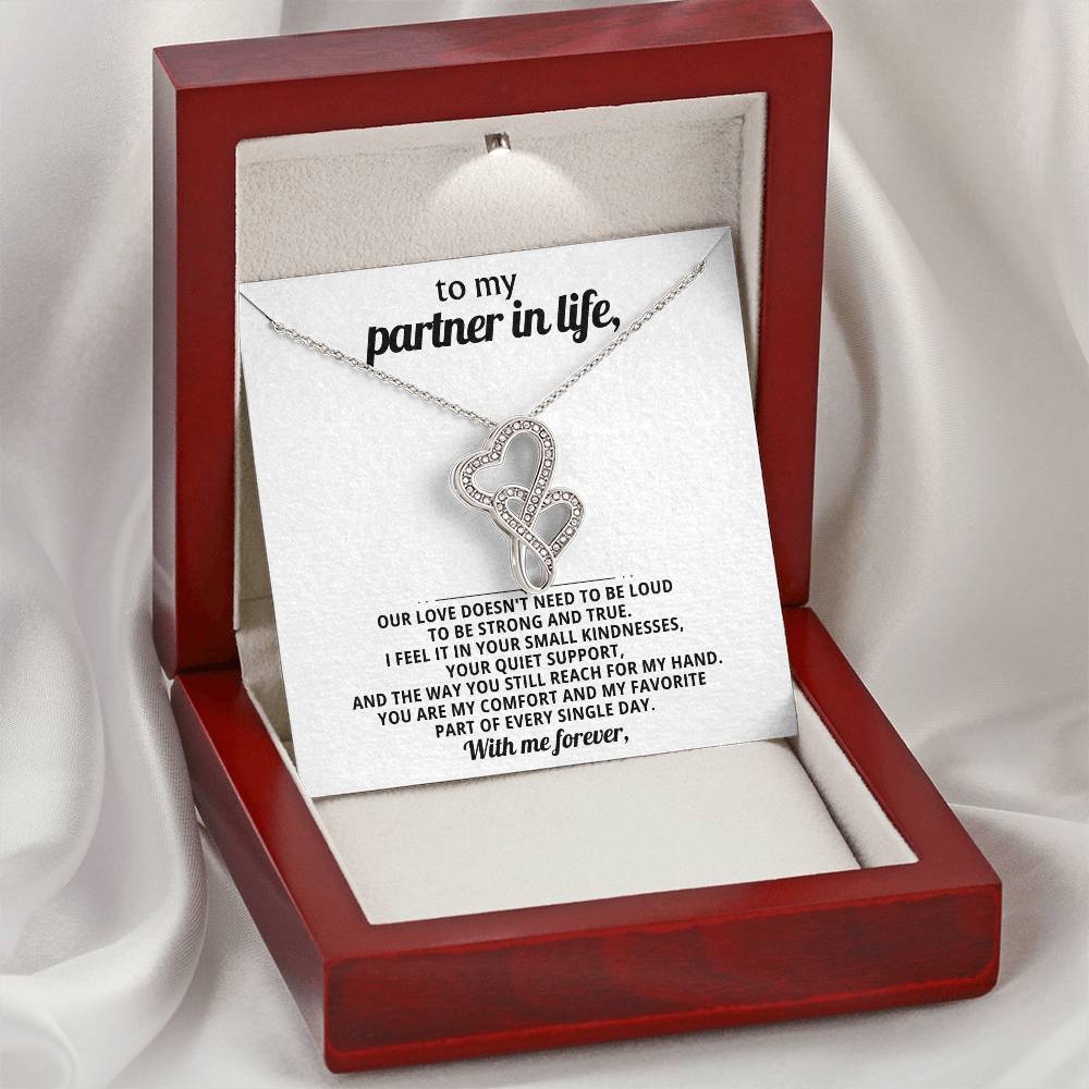 To My Partner In Life Heart To Heart Necklace Gift