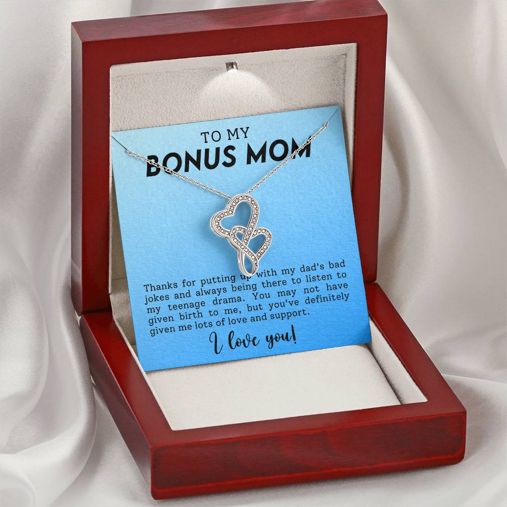 Bonus Mom Heart to Heart Necklace Gift-[Heartfelt Family Gift]