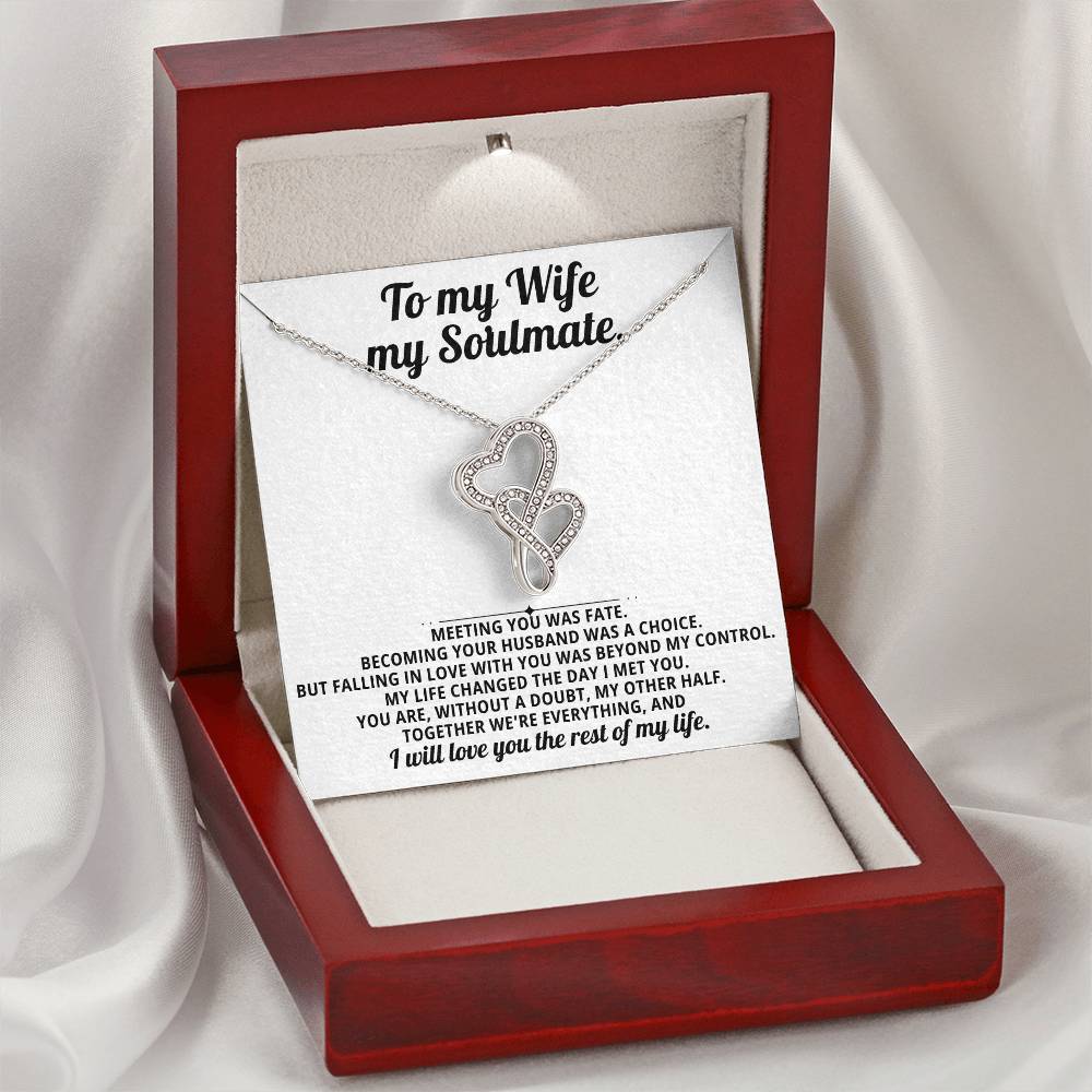 To My Beautiful Wife Heart to Heart Necklace Gift
