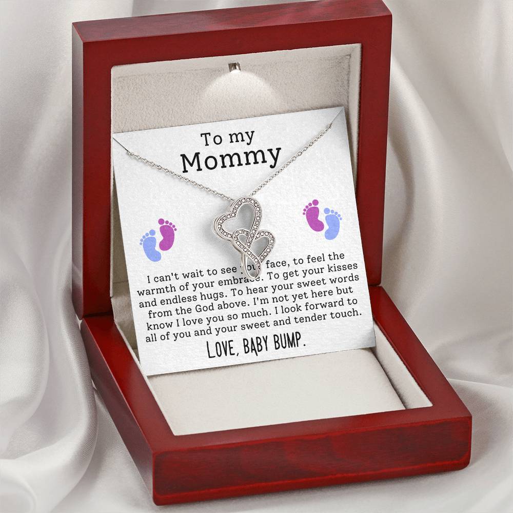 To My Mommy from Baby Bump Heart to Heart Necklace-[Heartfelt Family Gift]