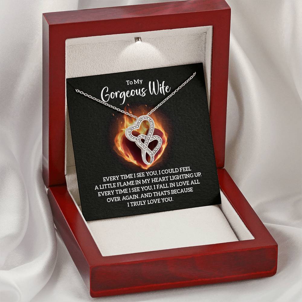 To My Gorgeous Wife - e heart to heart necklace-[Heartfelt Family Gift]