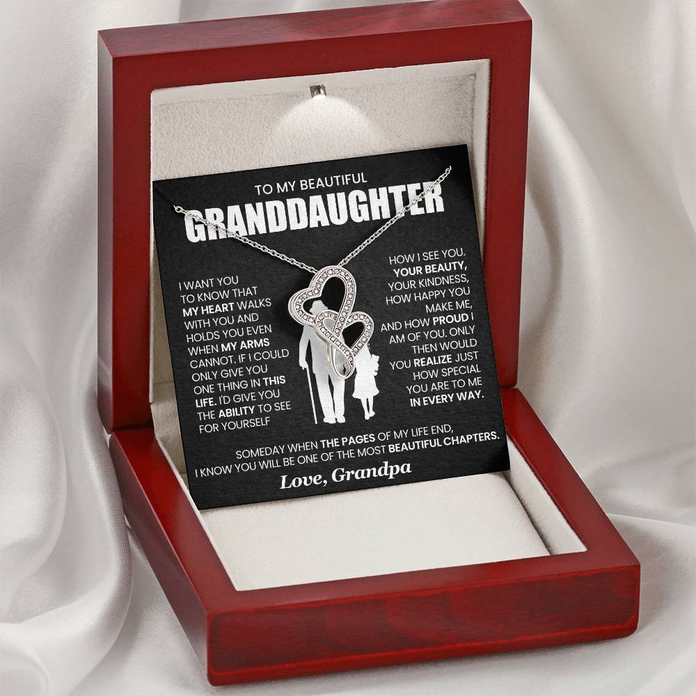 Granddaughter Heart to Heart Necklace from Grandpa-[Heartfelt Family Gift]