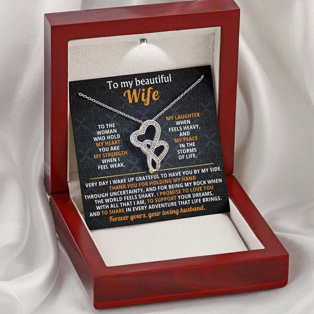 To My Wife Heart to Heart Necklace Gift